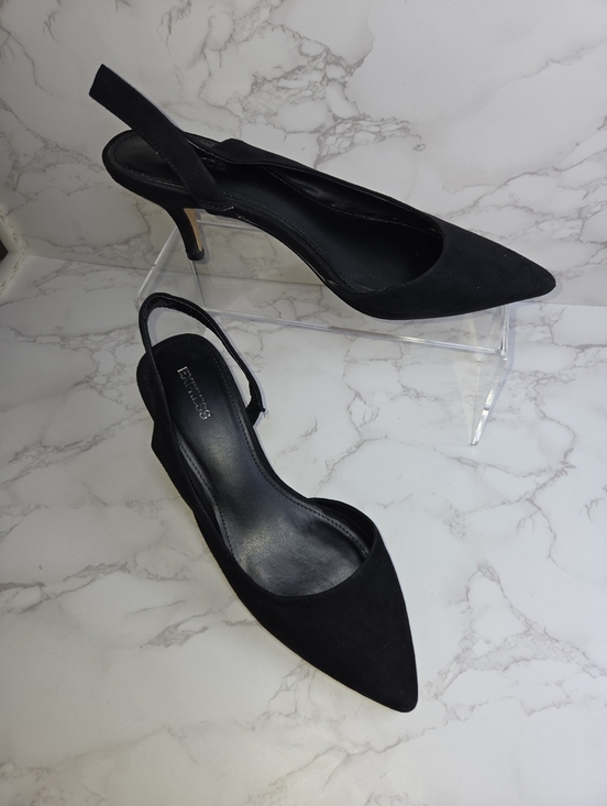 Express Shoes - Elegant Black Slingback Pointed-Toe Heels(B3)